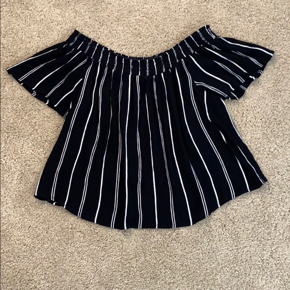 Striped off the shoulder top